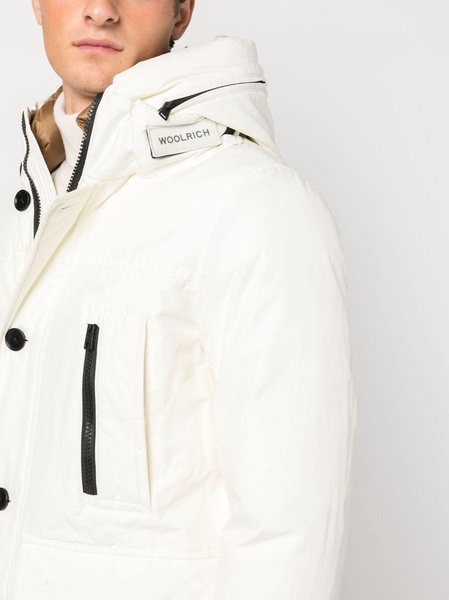 logo-print hooded coat 