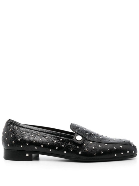 stud-embellished creased leather loafers