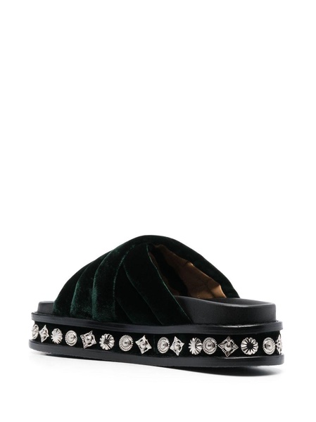 studded 50mm velvet slides