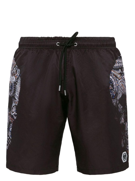 skull-print swim shorts