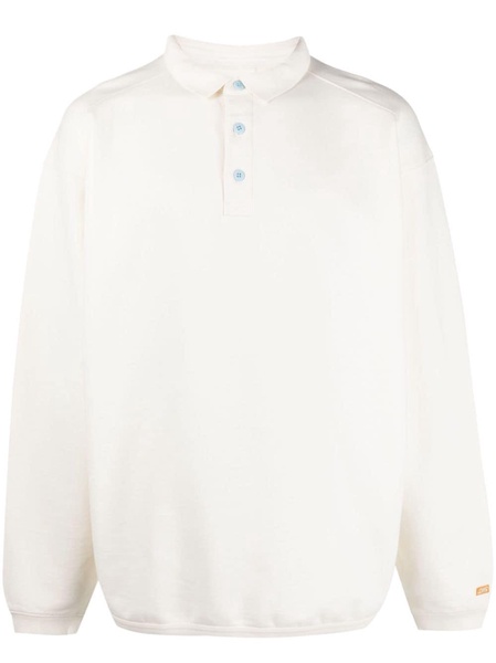 cotton-blend short-button sweatshirt 