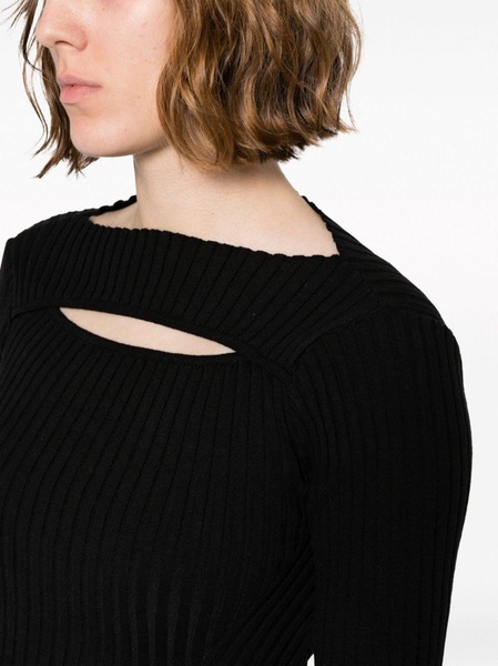 cut-out ribbed knitted top