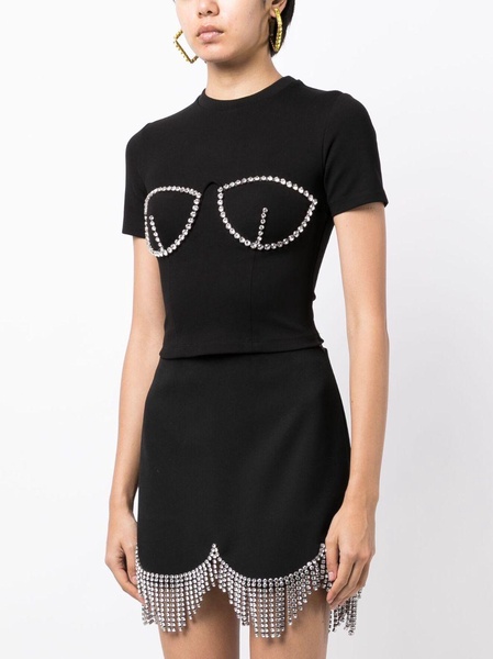 bustier-style crystal-embellished T-shirt