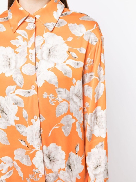 floral-print satin shirt