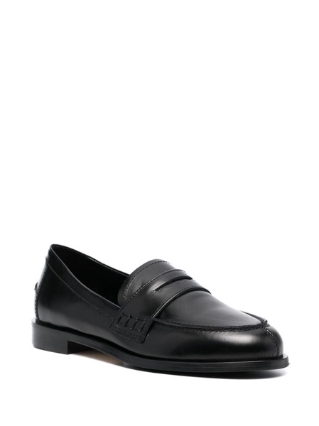 round-toe leather loafers