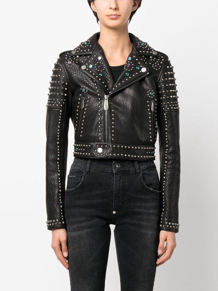 studded leather biker jacket