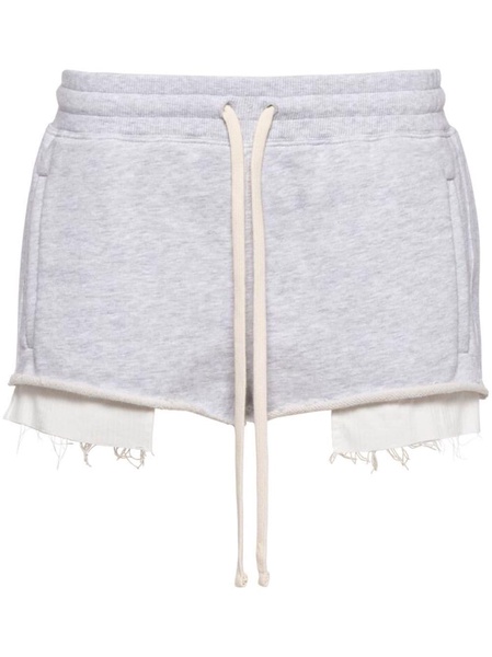 embroidered cotton-fleece track shorts