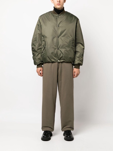 ruched-sleeve padded bomber jacket