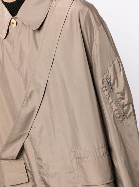 two-pocket strap-detail raincoat 