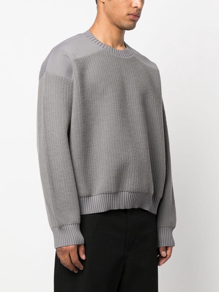 ribbed-panneling crew-neck jumper