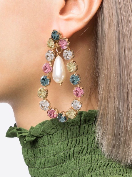 Pastello crystal-embellished teardrop earrings