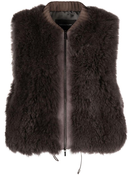 shearling zip-up gilet 