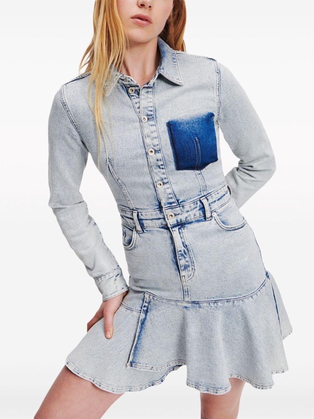 ruffle-hem denim minidress