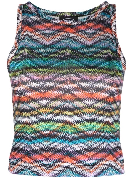 zigzag-print performance tank top