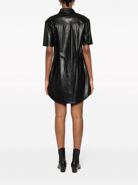 faux-leather short-sleeve minidress