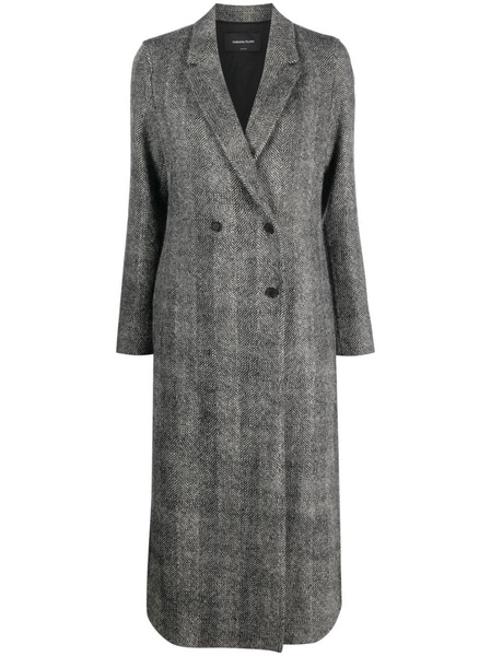 herringbone double-breasted coat