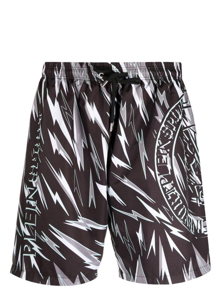 lightning-print swim shorts