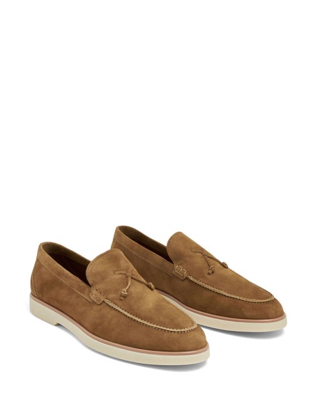 almond-toe suede loafers