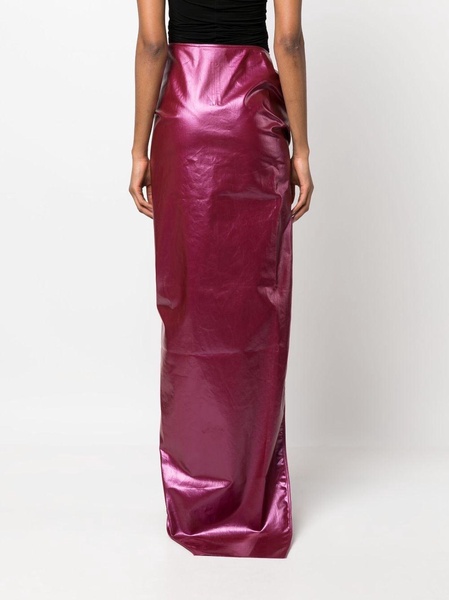 patent-finish draped skirt