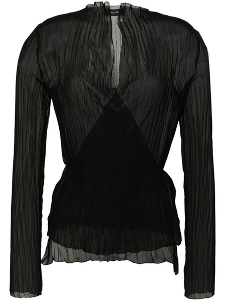 semi-sheer pleated blouse