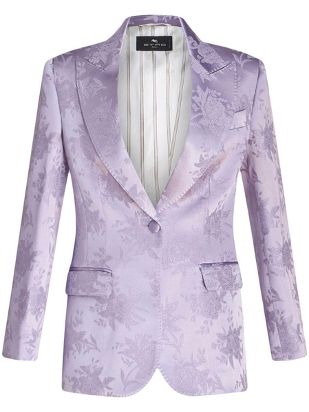 floral-jacquard single-breasted blazer