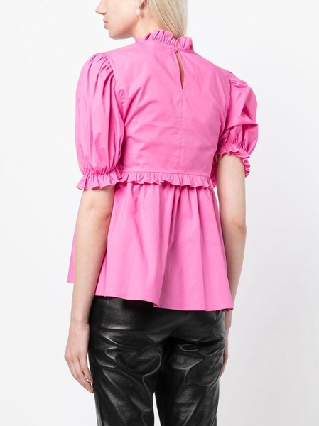 decorative-stitching balloon-sleeve blouse