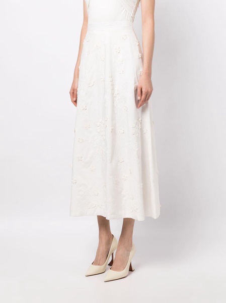 embroidered cotton midi skirt 