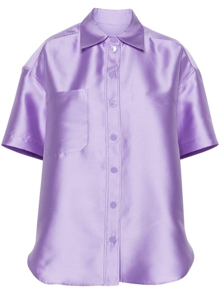 short-sleeve satin shirt