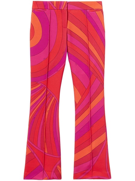 Iride-print flared trousers