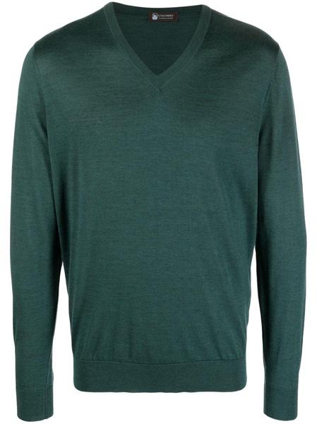 fine-knit V-neck jumper