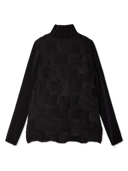 waffle-effect long-sleeve top