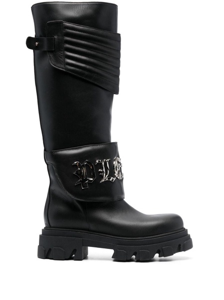 logo-plaque 50mm leather knee-high boots