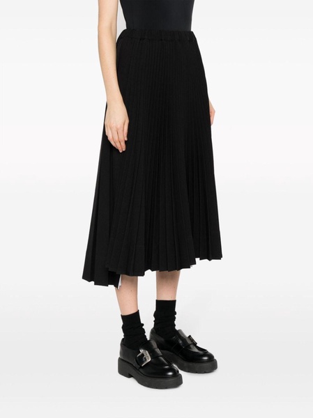 pleated asymmetric-hem midi skirt