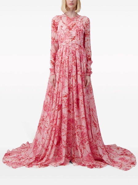 floral-print georgette gown