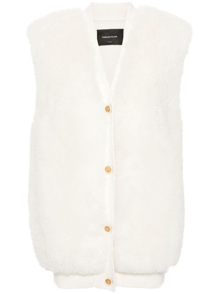 shearling sleeveless cardigan 