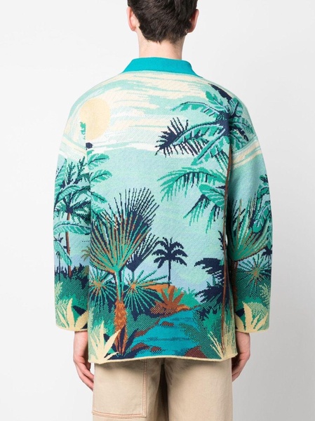 palm tree-print cashmere cardigan