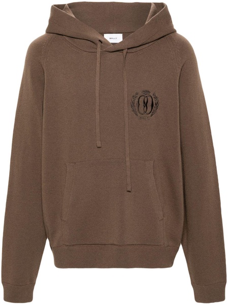 logo-embroidered wool blend hoodie