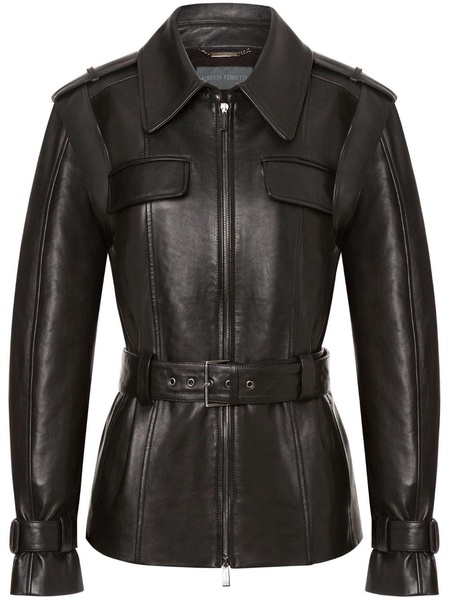 detachable-sleeves leather jacket 