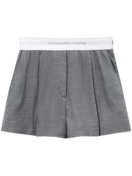 logo-waistband pleated shorts