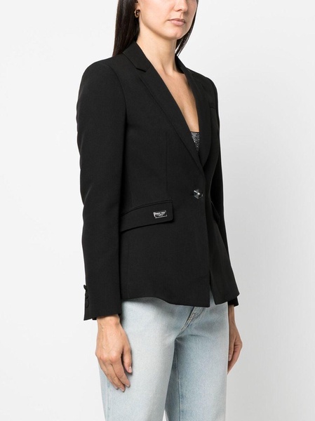 rhinestone-logo single-breasted blazer