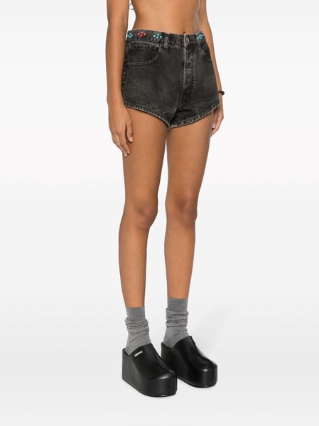 rounded-stud embellished denim shorts