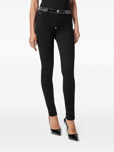 Strass stretch-denim leggings