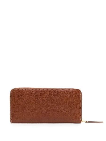 grained-leather logo-plaque purse