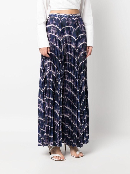 graphic-print pleated long skirt