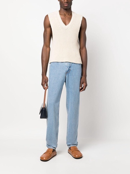 mid-rise straight-leg jeans