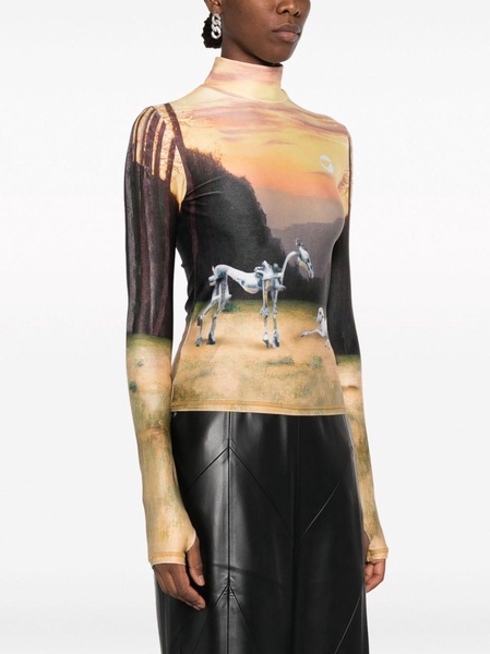 graphic-print high-neck top