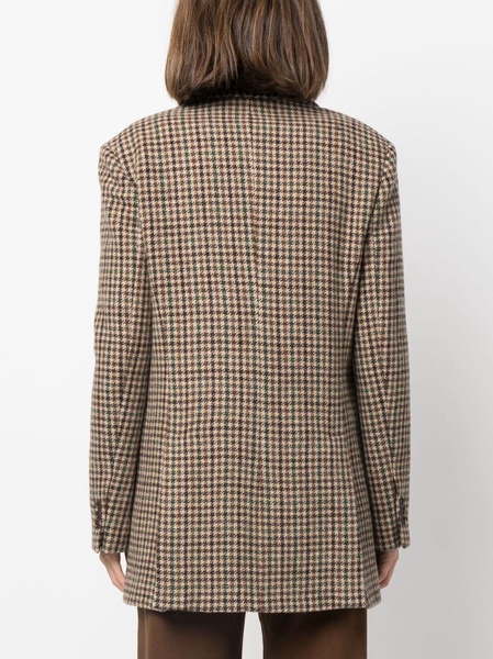 houndstooth-pattern double-breasted blazer