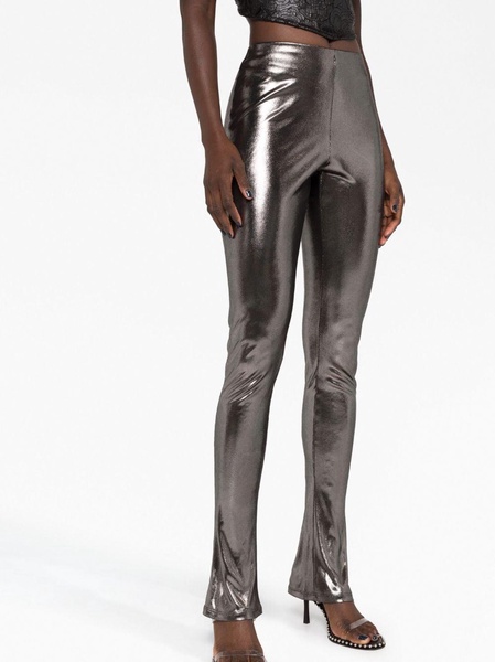 laminated-finish high-waisted trousers