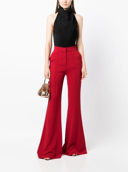 high-waisted crepe flared trousers