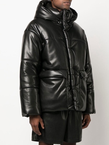 Hide faux-leather puffer jacket